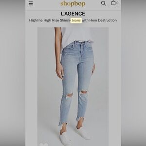 L'AGENCE
Highline High Rise Skinny Jeans with Hem Destruction 27 like New